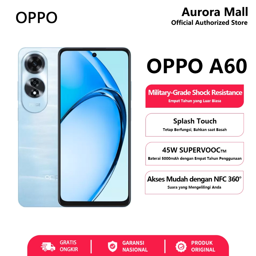 HP OPPO A60 8/256GB RAM 8GB+8GB Extended ROM 256GB OPPO Terbaru 2025 Garansi Resmi