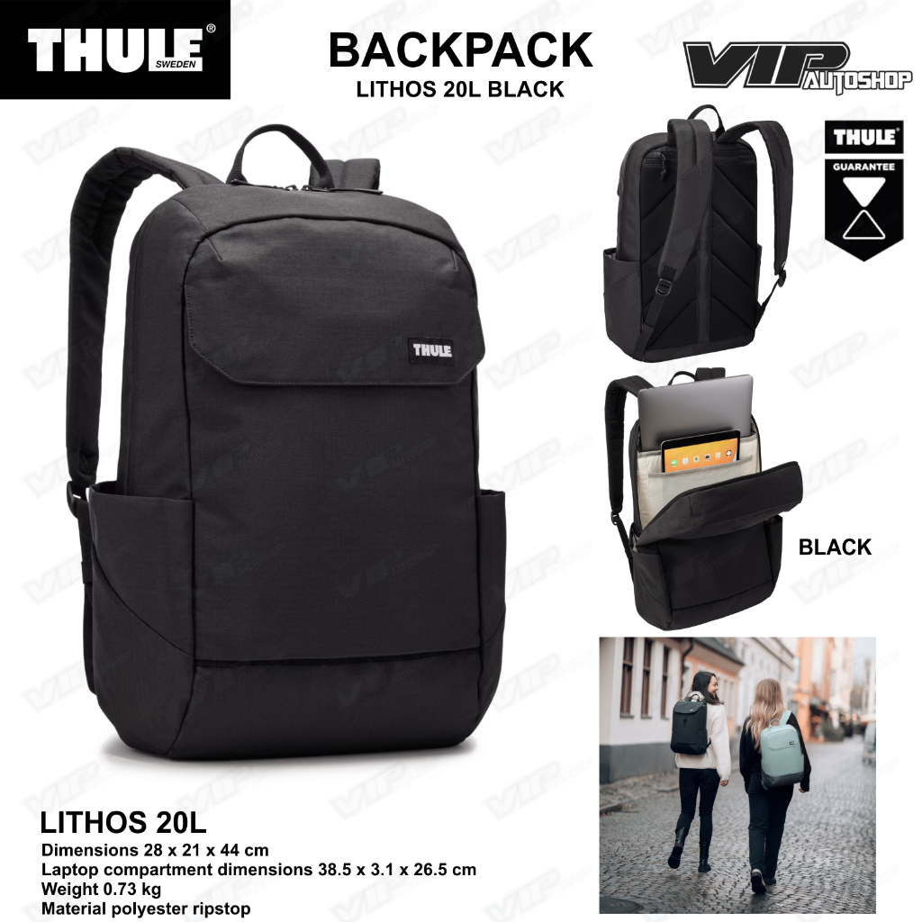 THULE Backpack Lithos Black Tas Ransel Laptop Original Outdoor Sekolah Kuliah Thule LITHOS