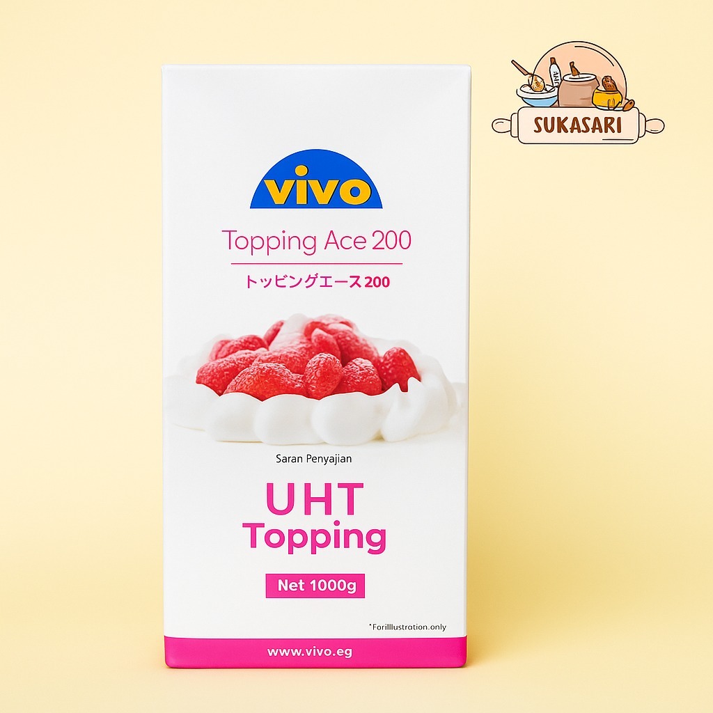 Vivo Whipping & Cooking Cream Topping Ace 200 1000 gr UHT Topping