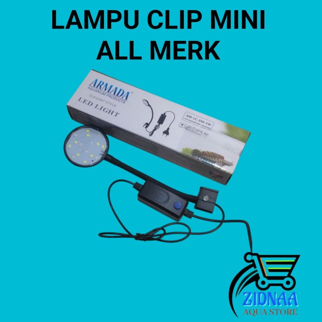 LAMPU MINI CLIP BULAT ALL MERK : Lampu aquarium kecil lampu toples aquascap akuarium mini lampu cato