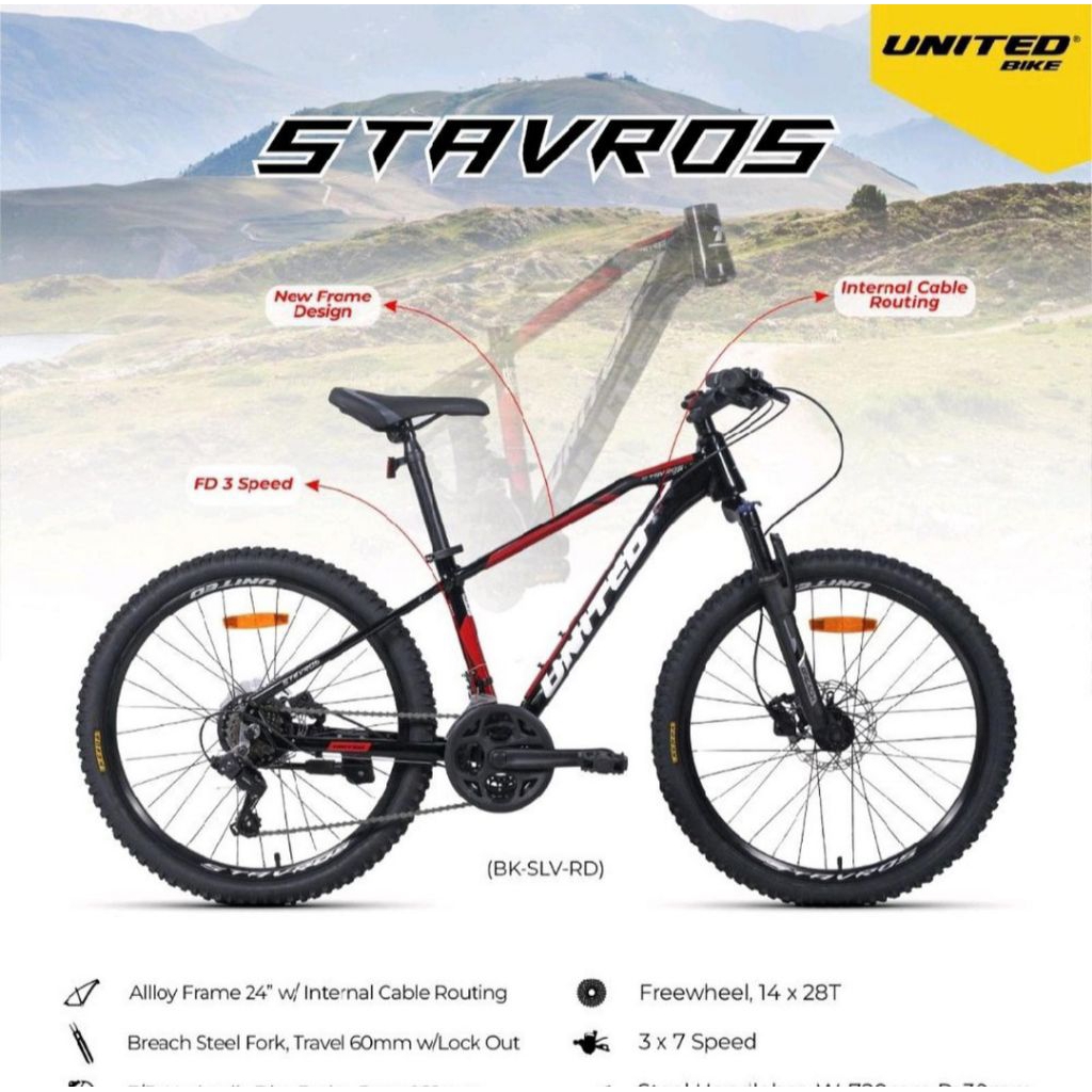 SEPEDA MTB GUNUNG 24" UNITED STAVROS ALLOY NEW PROMO