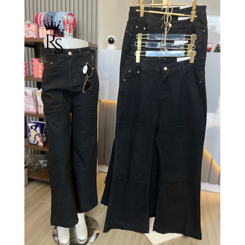 Jeans Flare || Jeans Flare Black Import