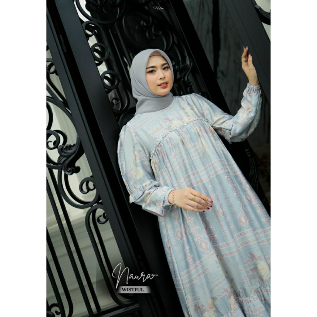 NAURA DRESS BY HALWA APPAREL // RAYA DRESS IDUL FITRI MEWAH // PREMIUM GAMIS SILK ADMANY DENGAN PAYE