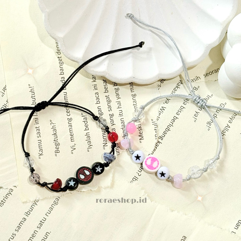 Gelang Spiderman Couple | Gelang Couple Serut | Spiderman Bracelet Adjustable
