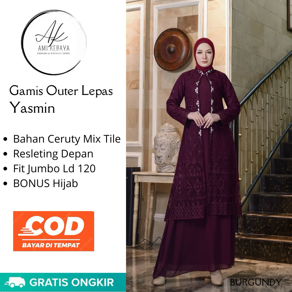 Gamis Outer Lepas Yasmin | Gamis Jumbo | Outer Lepas | Baju Wanita Kekinian | Gamis Modern