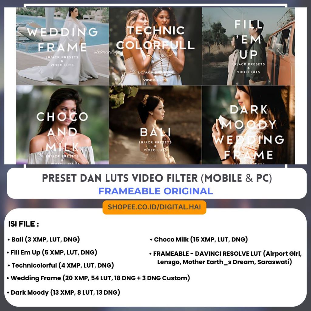 Original Frameable FULL Collection Presets & LUTs || Lifetime Free Update Adobe Premiere Davinci Lig