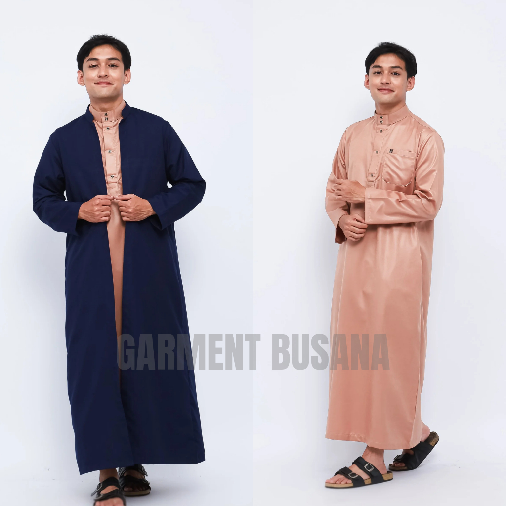 JUBAH LUARAN MUSLIM TERBUKA TOYOBO GAMIS LUAR PRIA MODEL TERBARU PREMIUM HITAM LENGAN PANJANG