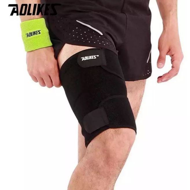 Legpad AOLIKES Deker Thigh Guard Deker Pelindung Paha Kaki Pendukung Pria Wanita Olahraga Fitness Gy