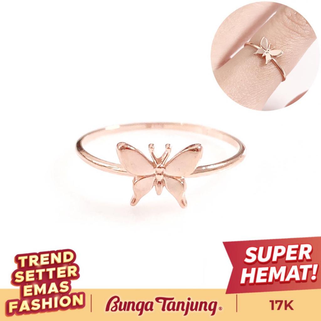 CINCIN KUPU KUPU RINGAN - EMAS 17K - BUNGA TANJUNG