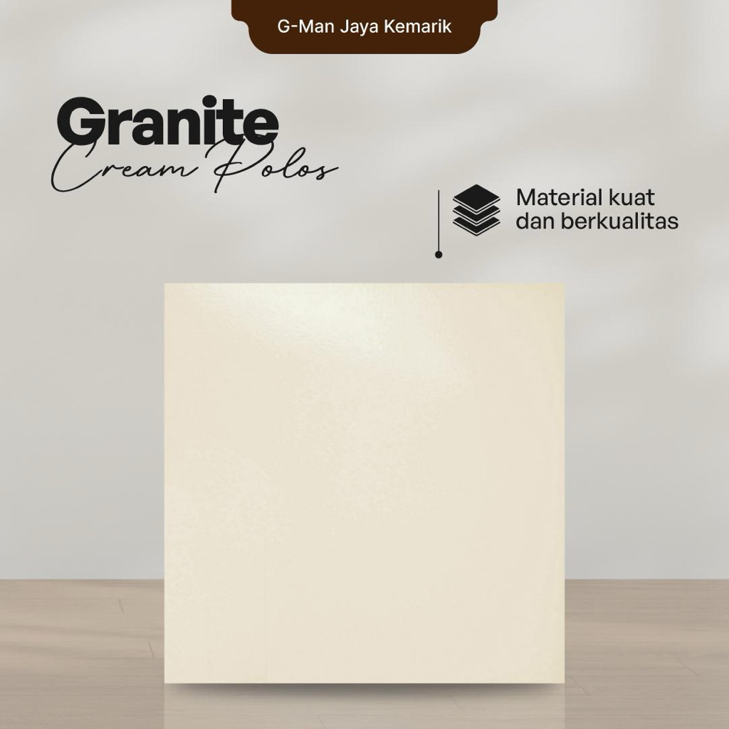 Granit Lantai 60x60 Cream Polos Granit Biasa Mulia Ceramic Glossy Grade C Isi 4 pcs ( 1,44 )