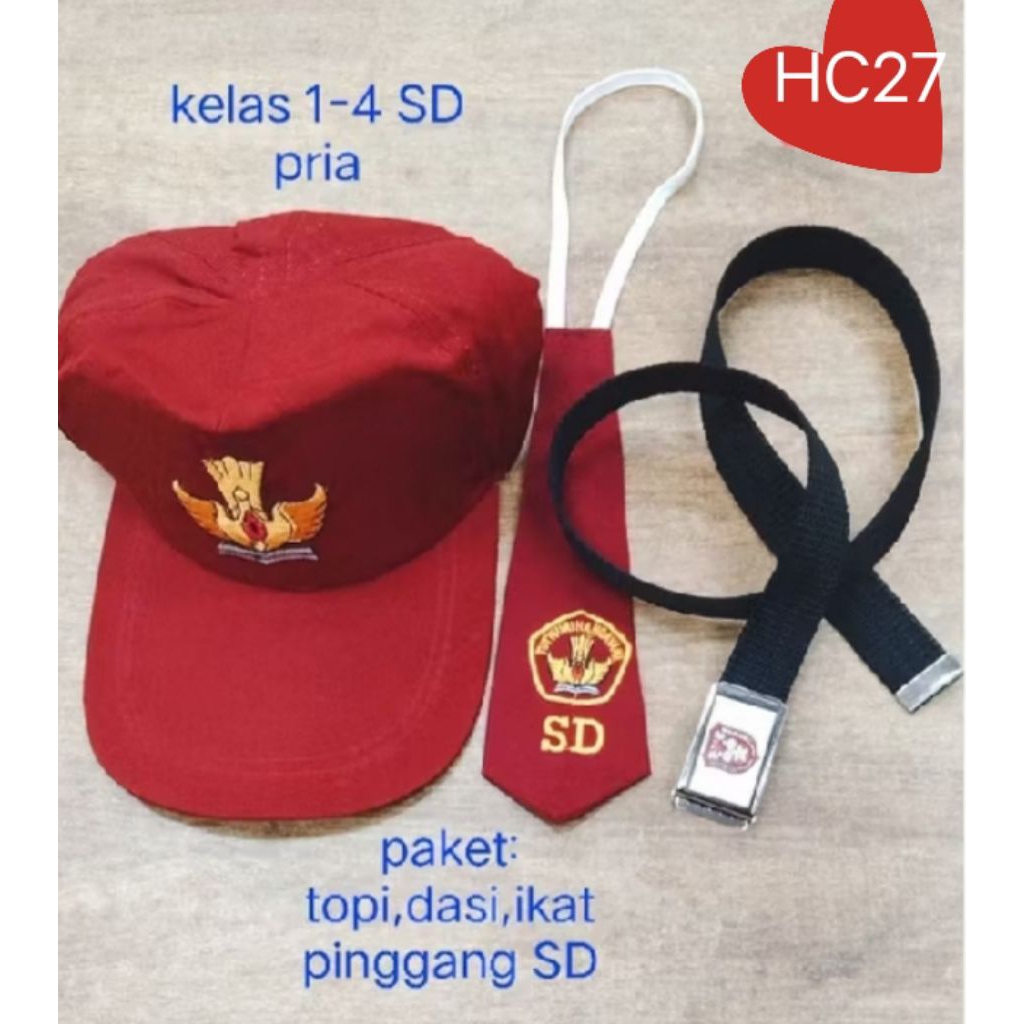 PAKET TOPI SD POLOS DASI SABUK