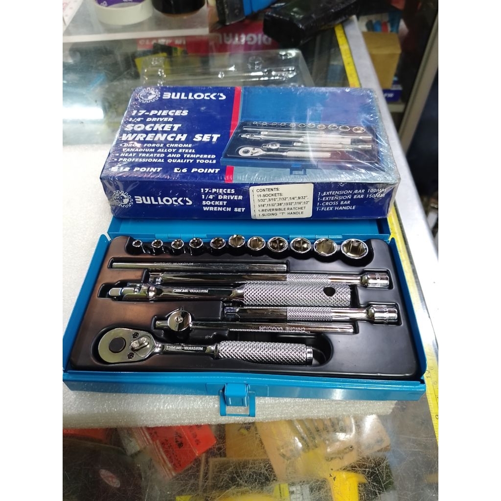 Kunci sok set inchi 17 pcs Bullock's - ukuran 5/32" - 1/2" - DR 1/4" socket wrench