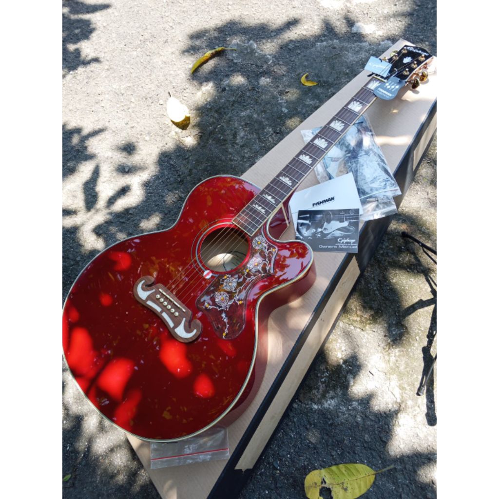 Akustik Elektrik Epiphone EJ200SCE Red Original PT Samick kualitas Ekspor USA