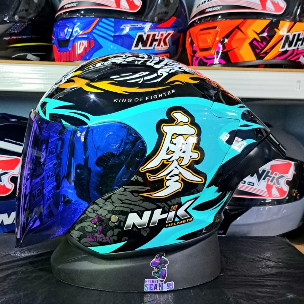 HELM NHK R1 ELITE GP CHANON BLACK TOSCA SINGLE VISOR LIGHT SMOKE HALF FACE ORIGINAL SNI