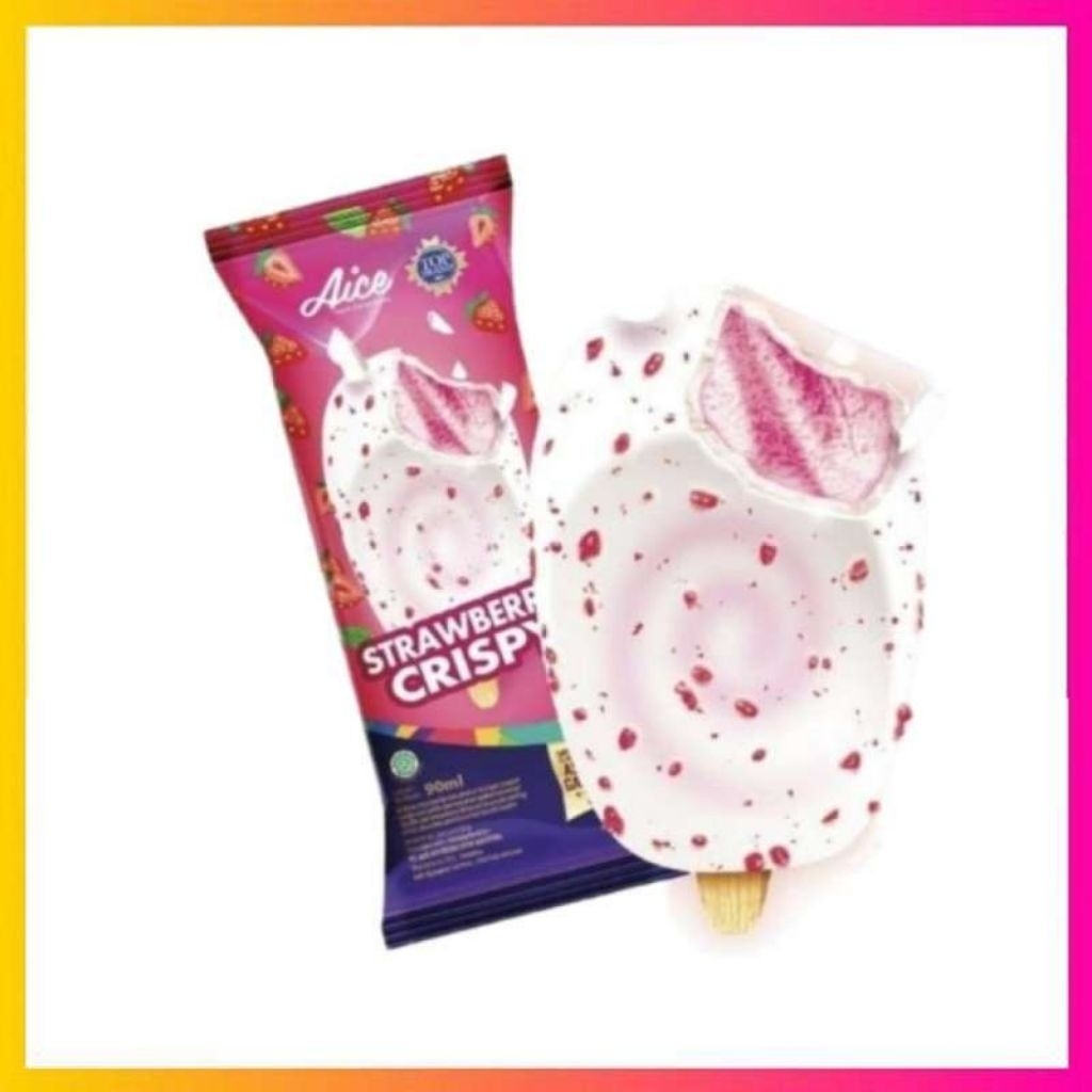 Paket Aice Ice Cream Strawberry Crispy Es Krim (isi 40 pcs) Eskrim rasa Strawberry Crispy