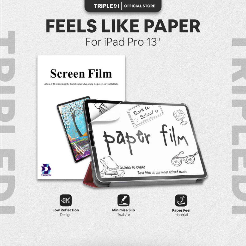 TRIPLEDI Anti Gores Film For iPad Pro 13 inch M4 2024 M5 2025 Feels Like On Paper TD3202 Screen Prot