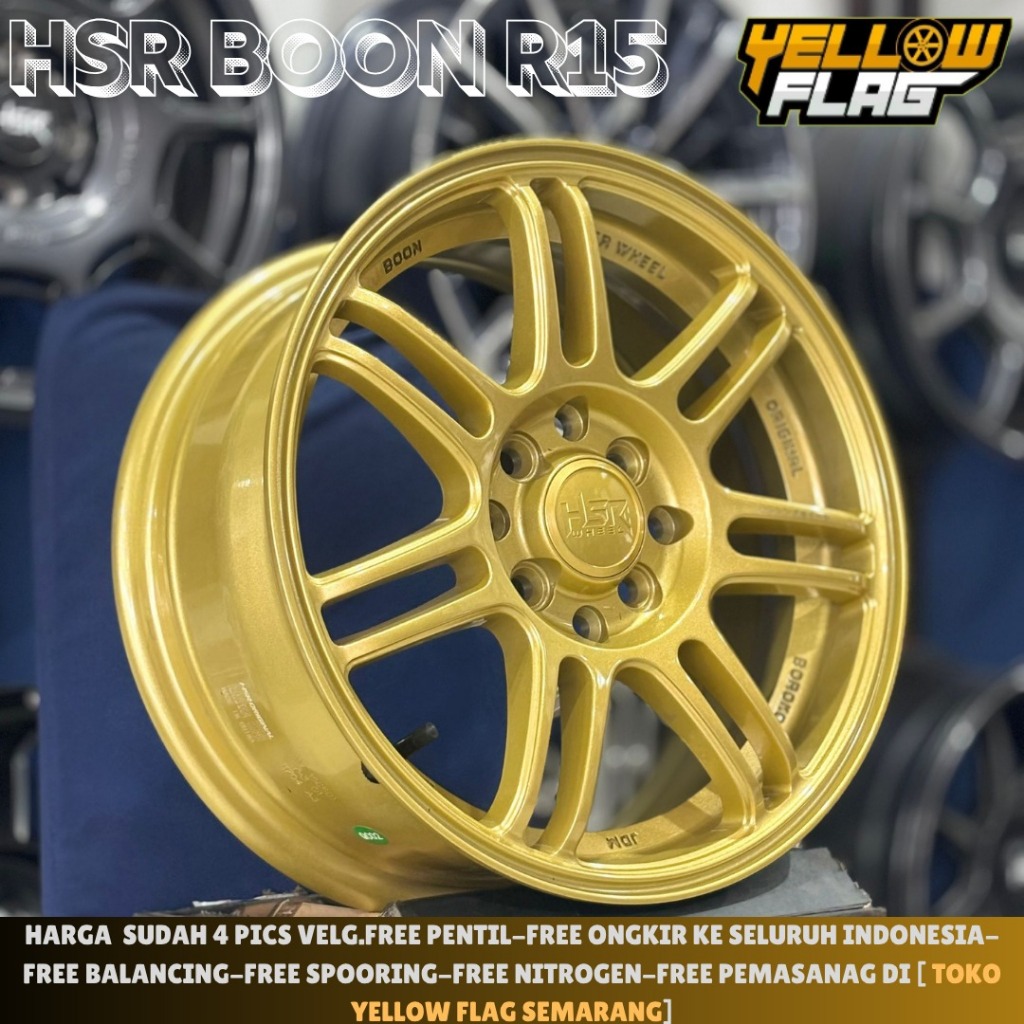 Velg mobil ring 15 model rpf1-pelek hsr boon r15 untuk brio yaris jazz city lubang 4x100-4x114 gold