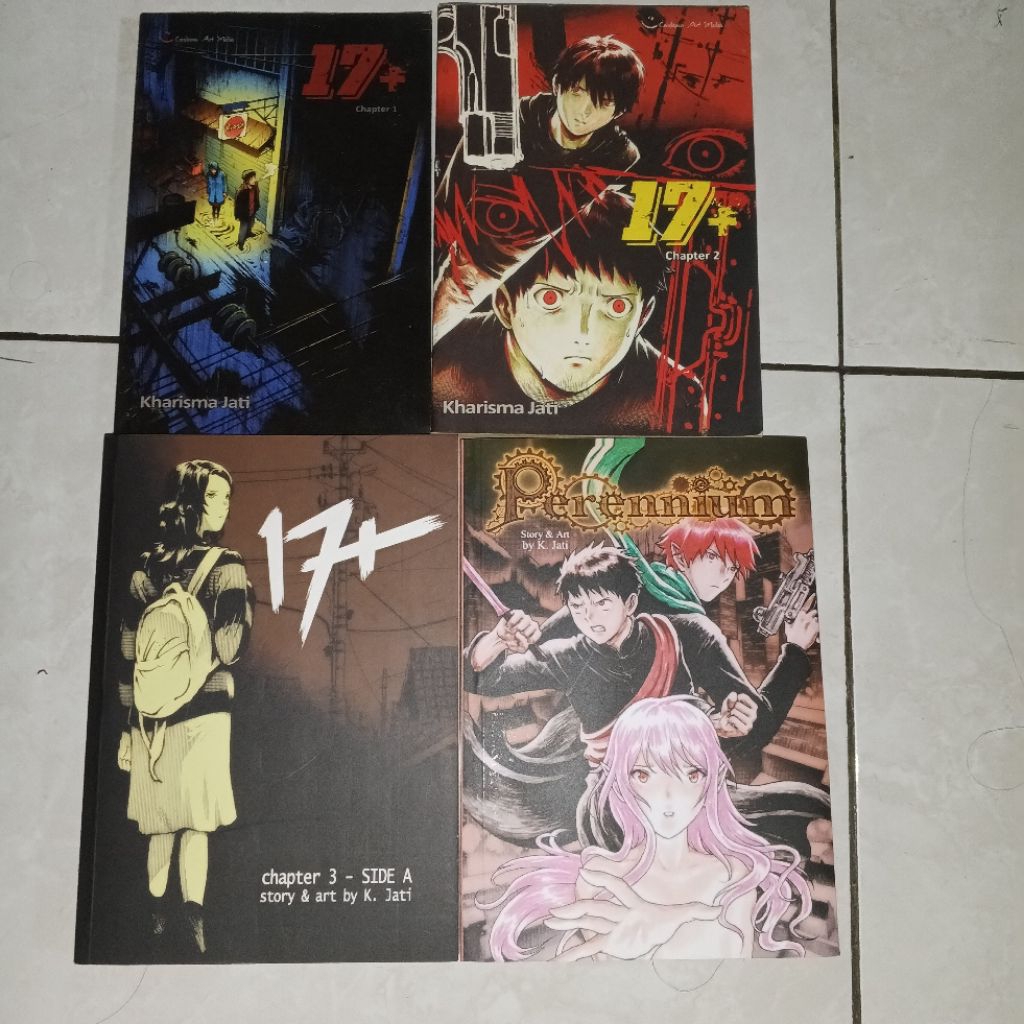 paket komik karya k. jati 17+ vol 1-3 side A + anak kos dodol volume 1-3 + perennium