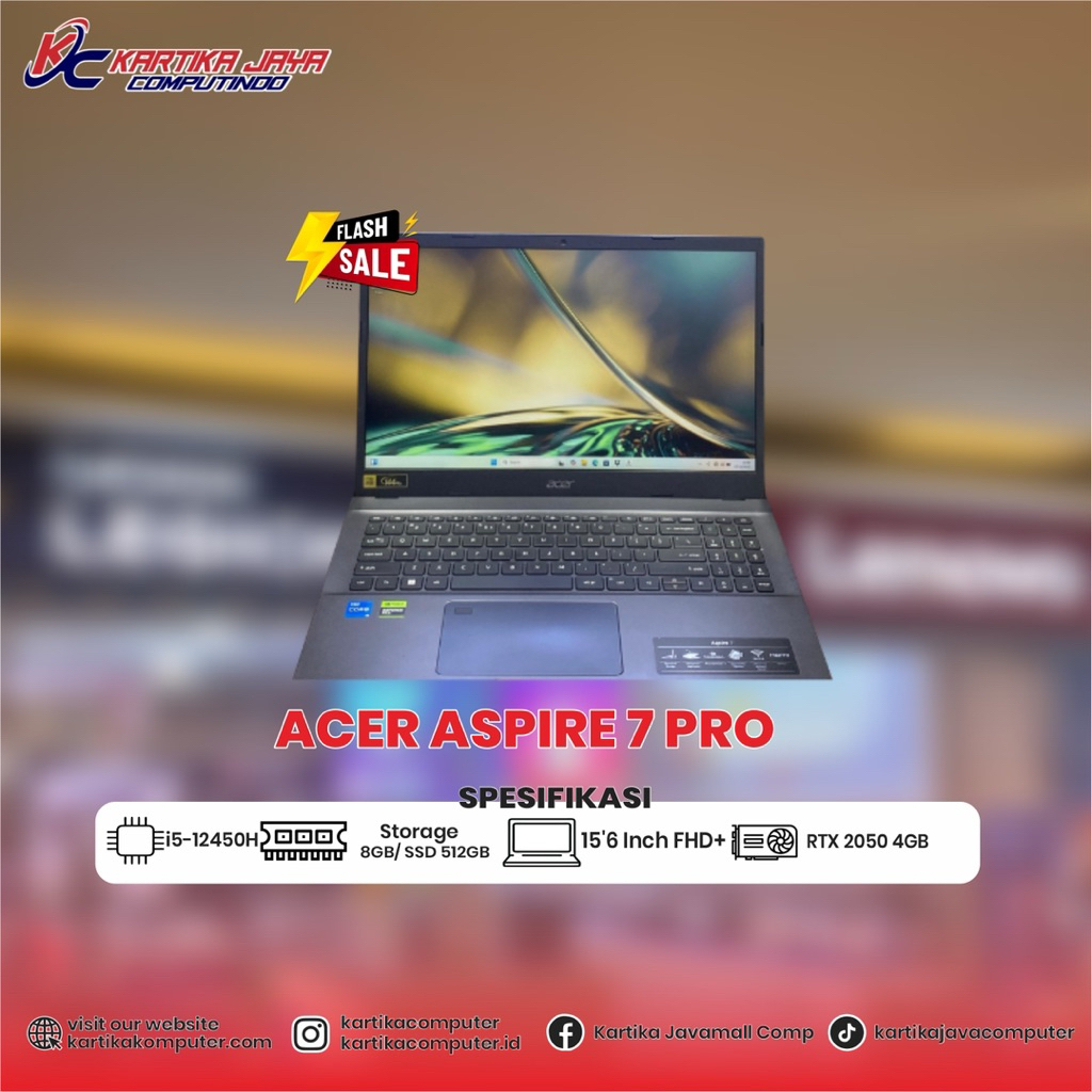 ACER ASPIRE 7 PRO I5 12450H RTX 2050 4GB | 8GB/512GB