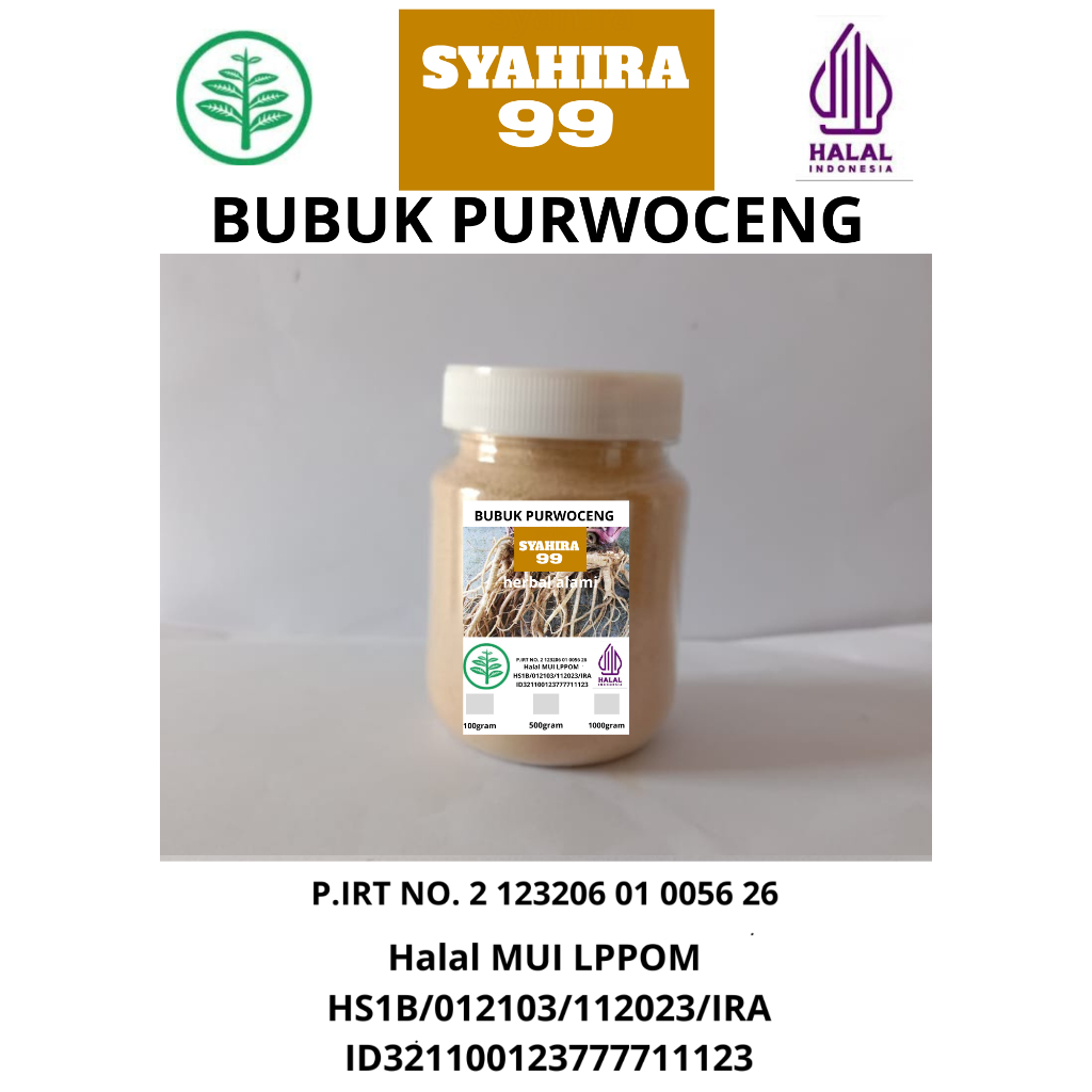 bubuk purwoceng isi 100 gram kemasan botol toples