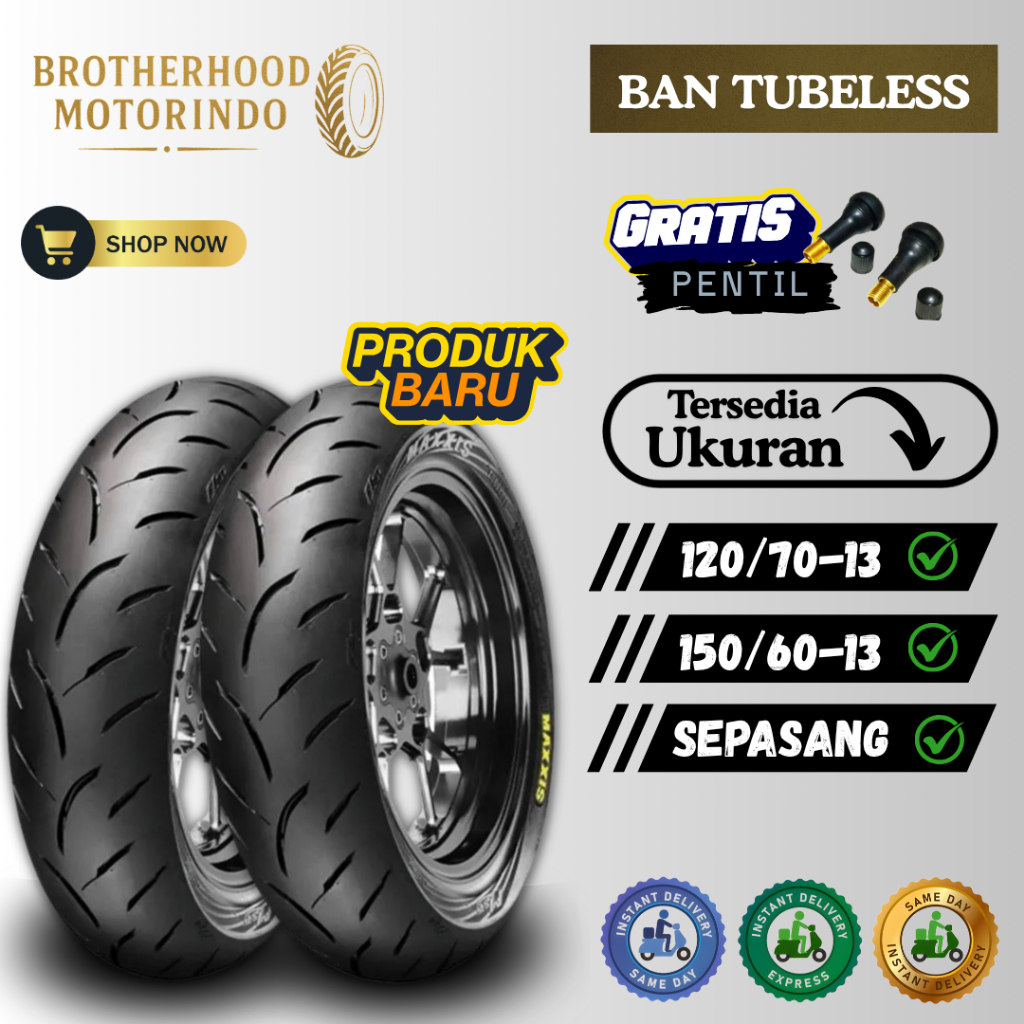 (PAKET SEPASANG) BAN MAXXIS VICTRA S98-ST  TUBELESS  ( 120/70-13 / 150/60-13 ) BAN TUBLES / BAN MOTO