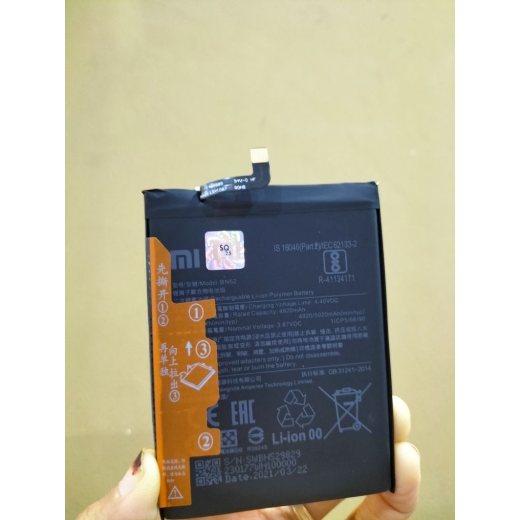 BATRE BATERAI BATTERY XIAO Mi XOMI REMI NOTE 9 PRO BN-52 BN52