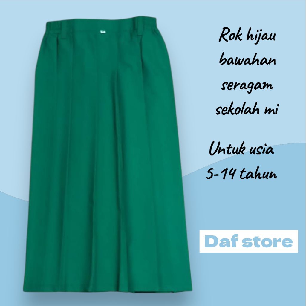 rok rempel warna hijau bawahan seragam sekolah mi