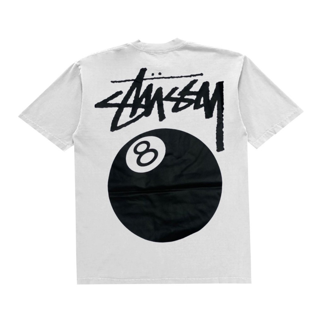 T shirt Stussy 8 BALL PUTIH premium Fulltag