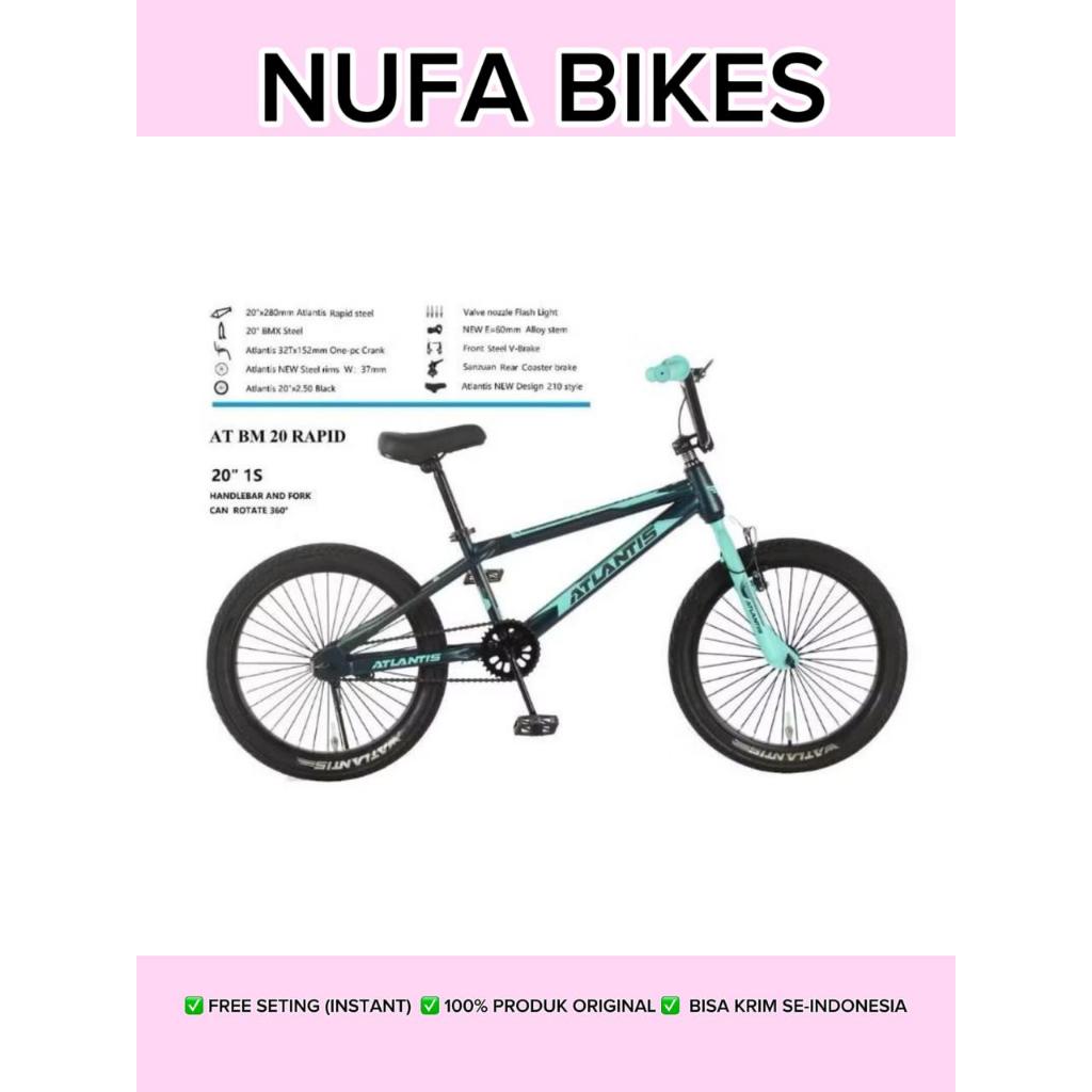 Sepeda Anak Laki BMX Ukuran 20 Inch ATLANTIS RAPID Rem Torpedo stang rotor