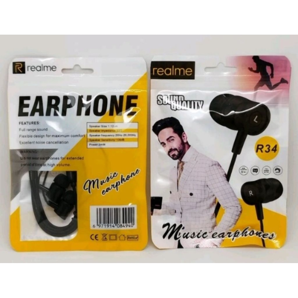 Headset hf realme R34 stereo headset + mic