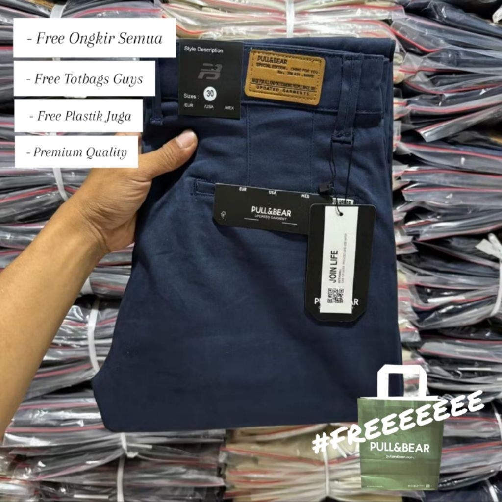 Celana panjang chinos PULL AND BEAR Celana Chino Pria Unisex full tag Celana PULL AND BEAR Pria