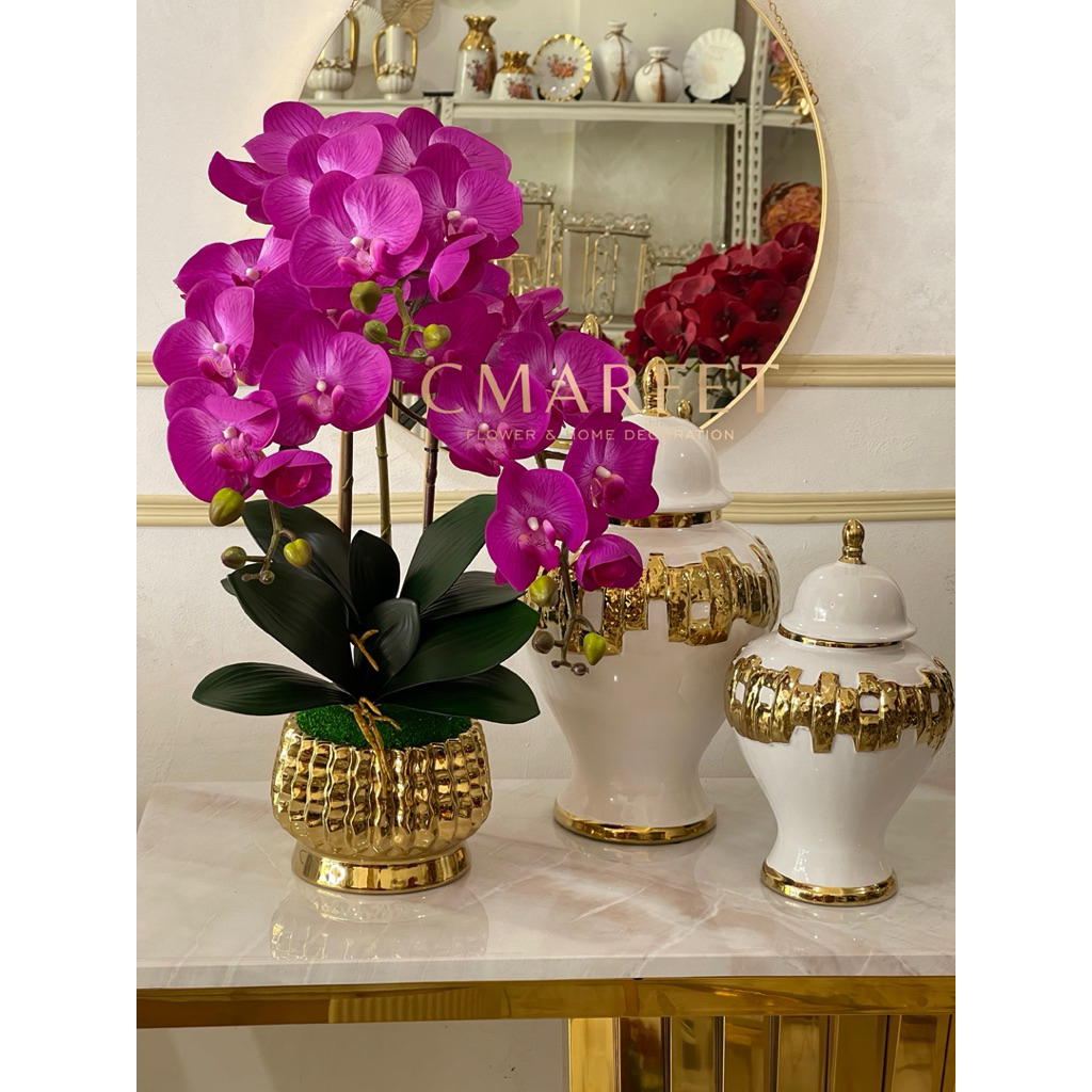 anggrek latex premium dg vas keramik gold
