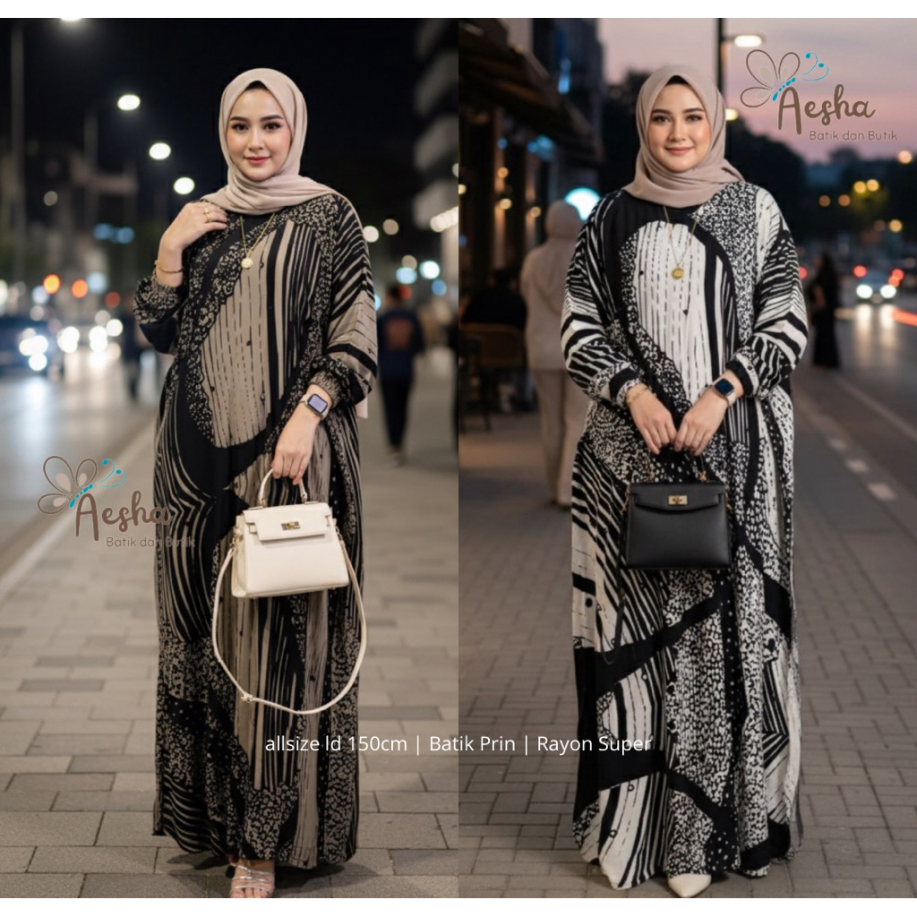 Aesha Kaftan Rayon Premium Model Jema Busui Gamis Kaftan Ukuran Allsize LD 160cm Panjang 138cm