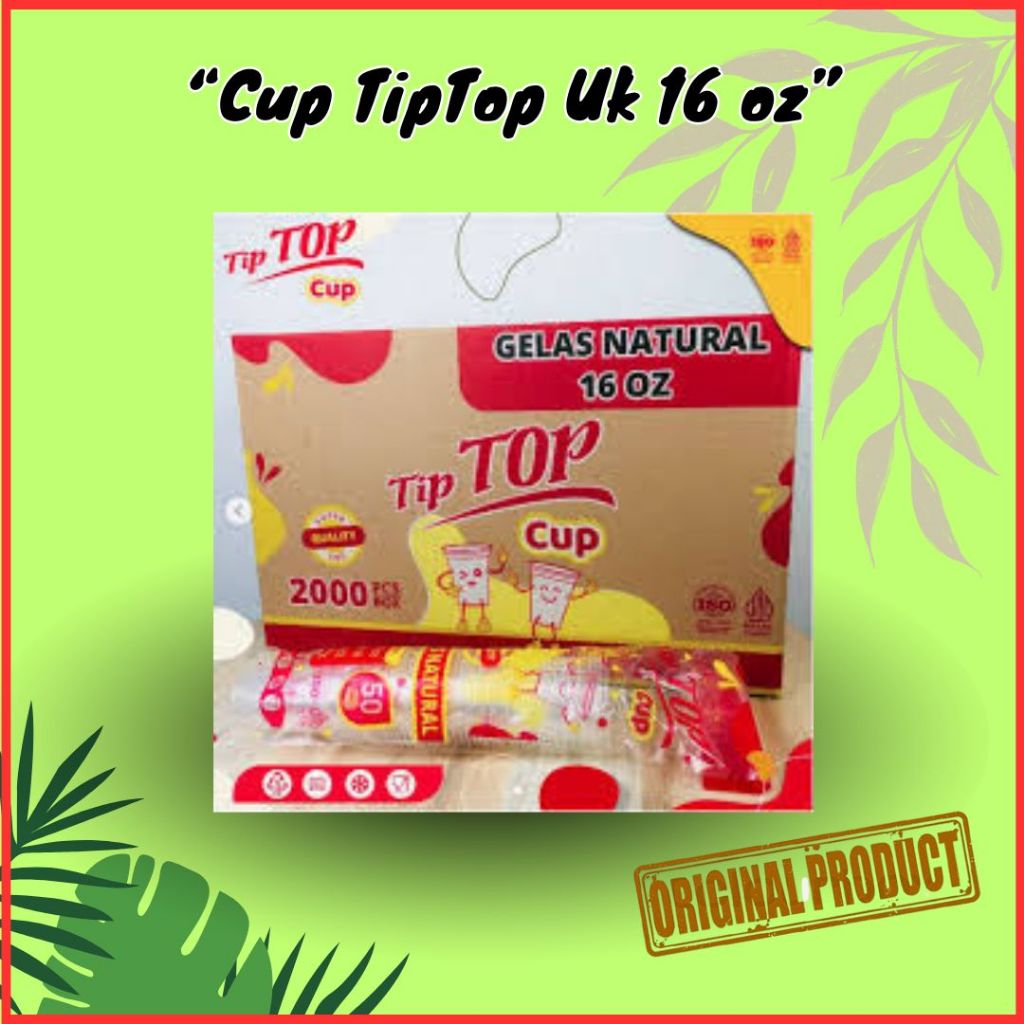 Cup gelas plastik 16 OZ POLOS bening SLIM TIP-TOP GELAS JUS TipTop Cup Gelas Natural 16 Oz