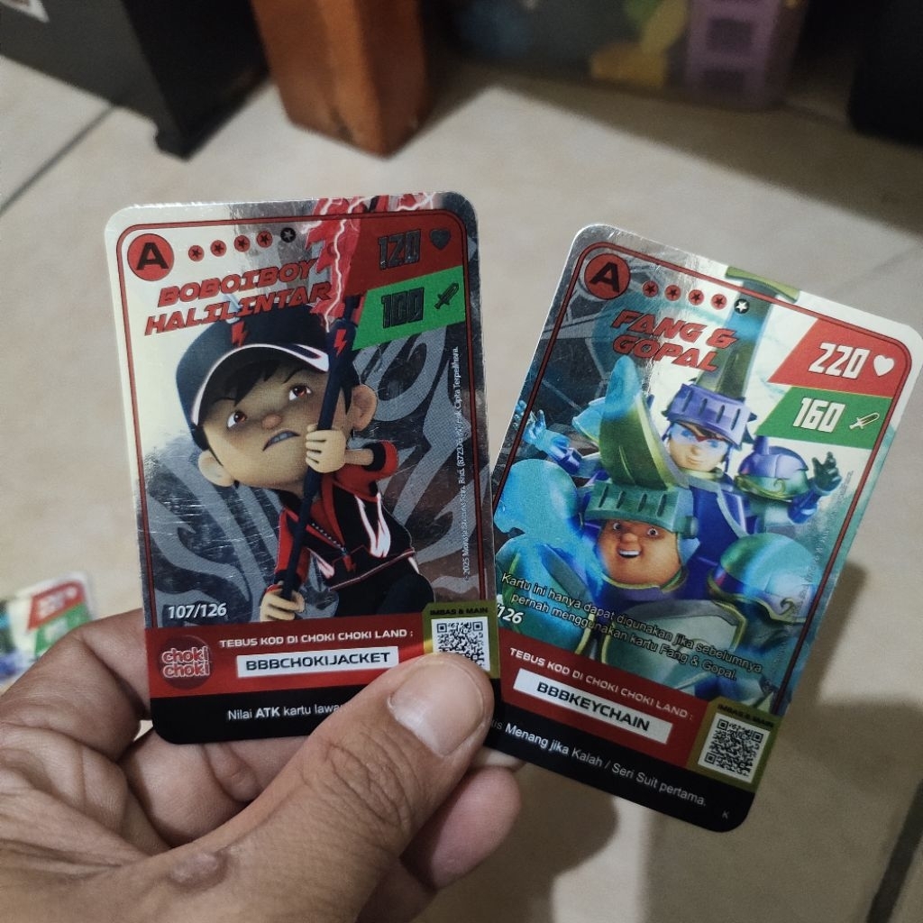 Kartu Choki Choki Hologram Silver Boboiboy Halilintar dan Gopal Bundling