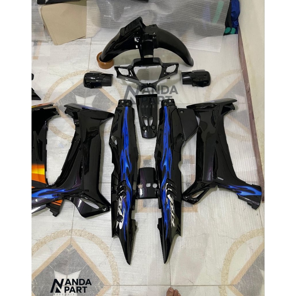 cover bodi fulset fiz r 125z hitam biru premium high quality | bodi set fizr 125 premium | bodi set 