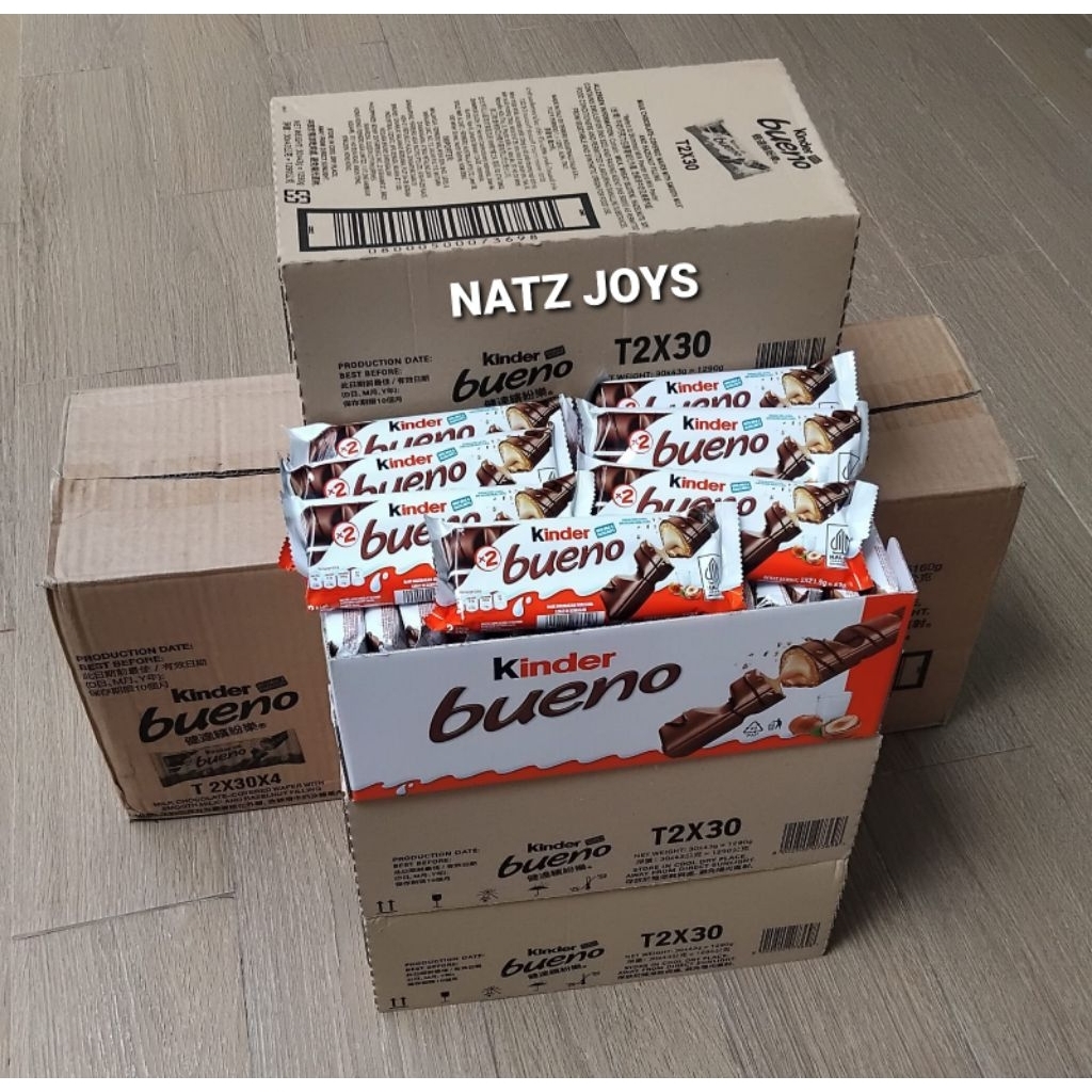 Kinder Bueno Wafer Chocolate 1 Box ( 30 Pcs x 43 gr ) - Exp Maret 2026