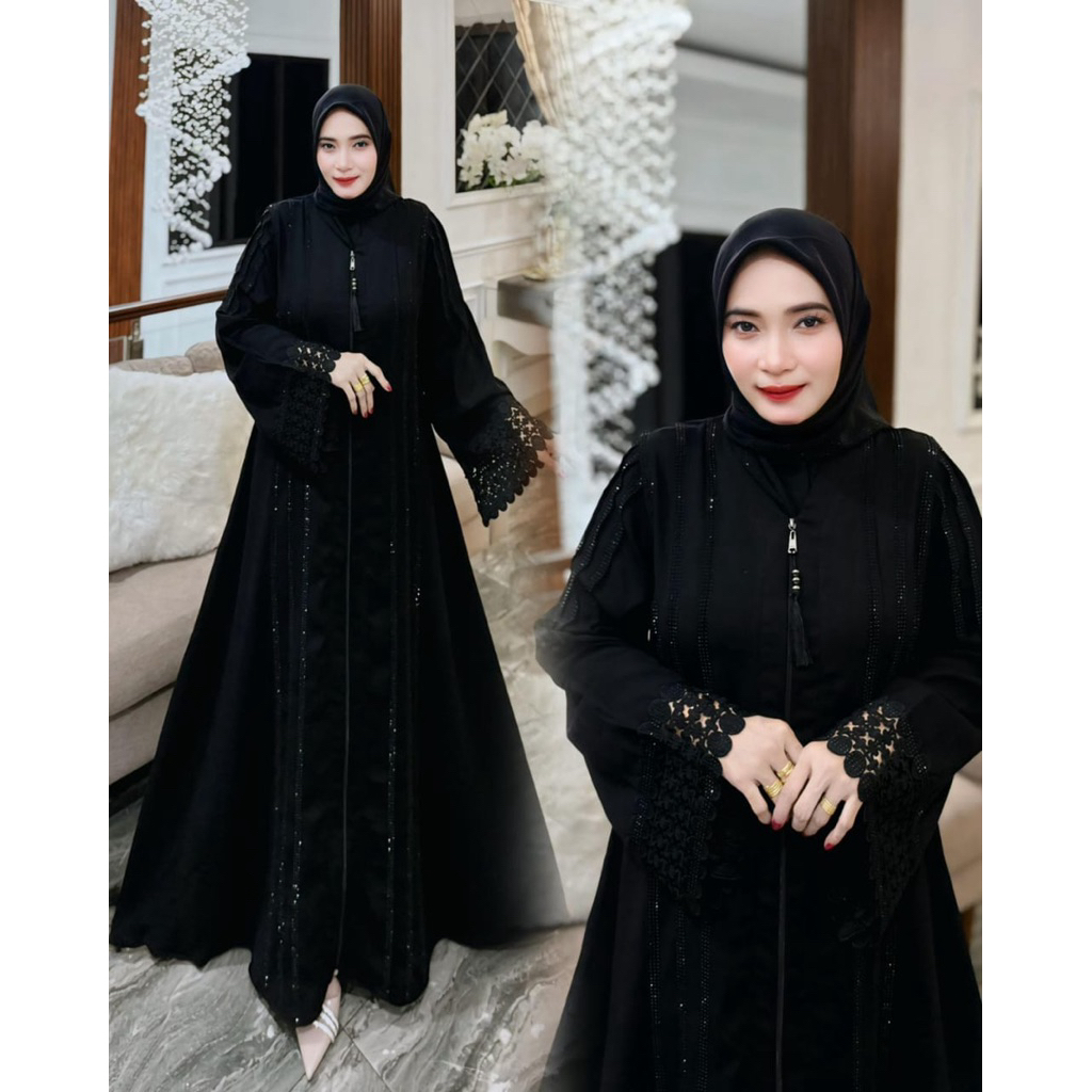 FATIMAH ABAYA / COD / bahan Jetblack saudi premium