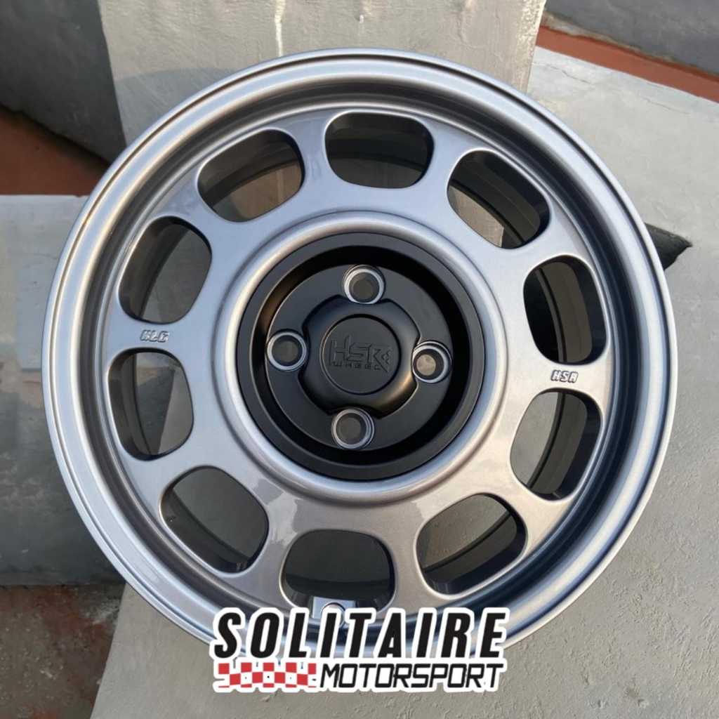 Velg Mobil Model Kaleng Type HSR WHEEL Klg R16x7 Et42 Pcd 4x100 4x114,3 Warna Grey