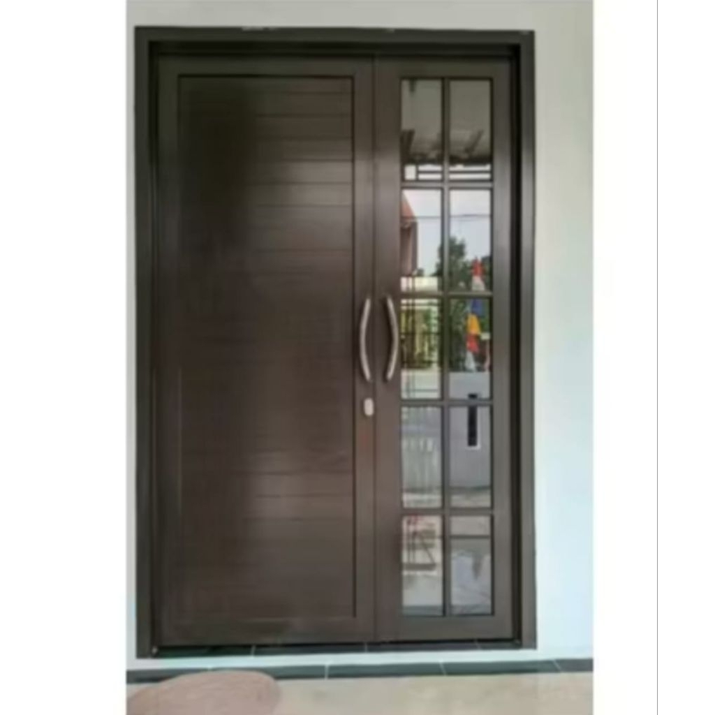 KUSEN+PINTU ALUMINIUM KUPU-KUPU KOMBINASI SEBELAH KACA ORNAMEN BISA CUSTOM UKURAN SUDAH INCLUDE PACK