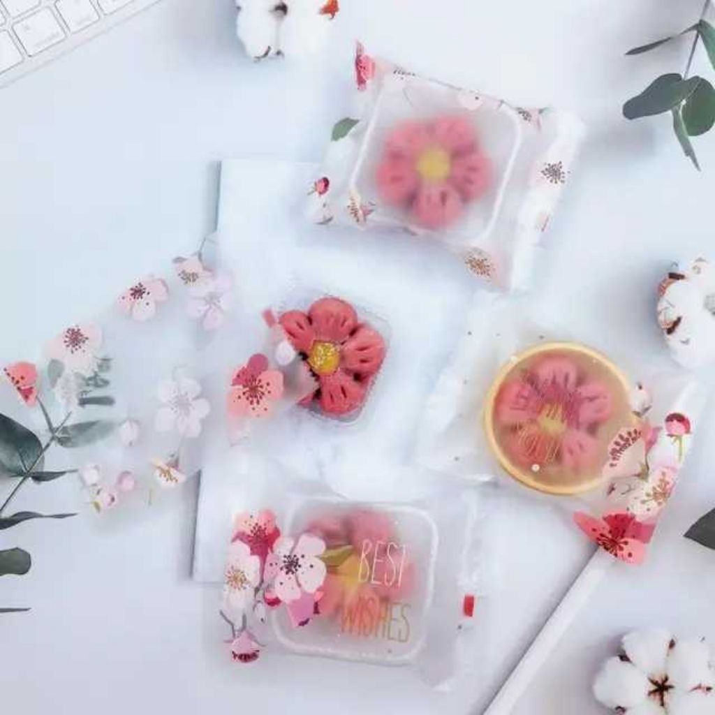 100Pcs Plastik Nastar Biskuit Motif Bunga