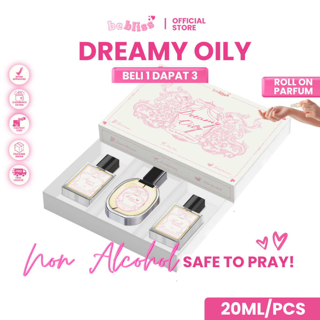 BEBLISS PERFUME NON ALKOHOL BUY 1 GET 3 ROLL ON 8 ML UNISEX PARFUM WANGI TAHAN LAMA FREE BOX