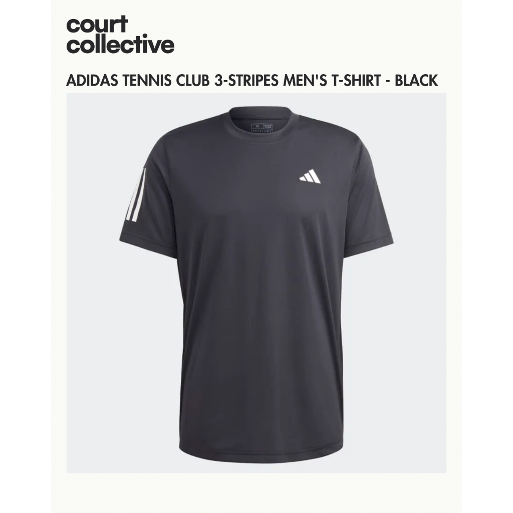 Adidas Tennis Club 3-Stripes Men's T-Shirt - Black