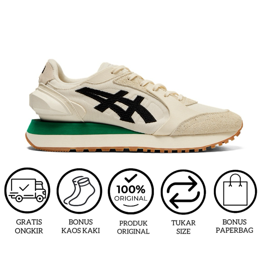 Sepatu Sneakers 0nitsuka M0age CO Cream Black Green