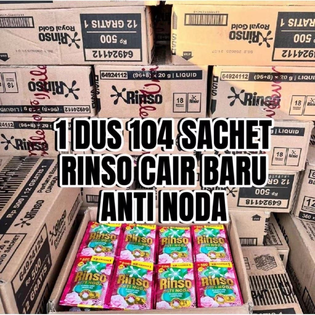 1 DUS RINSO CAIR 104 SACHET RINSO ANTI NODA RINSO CAIR RINSO WANGI