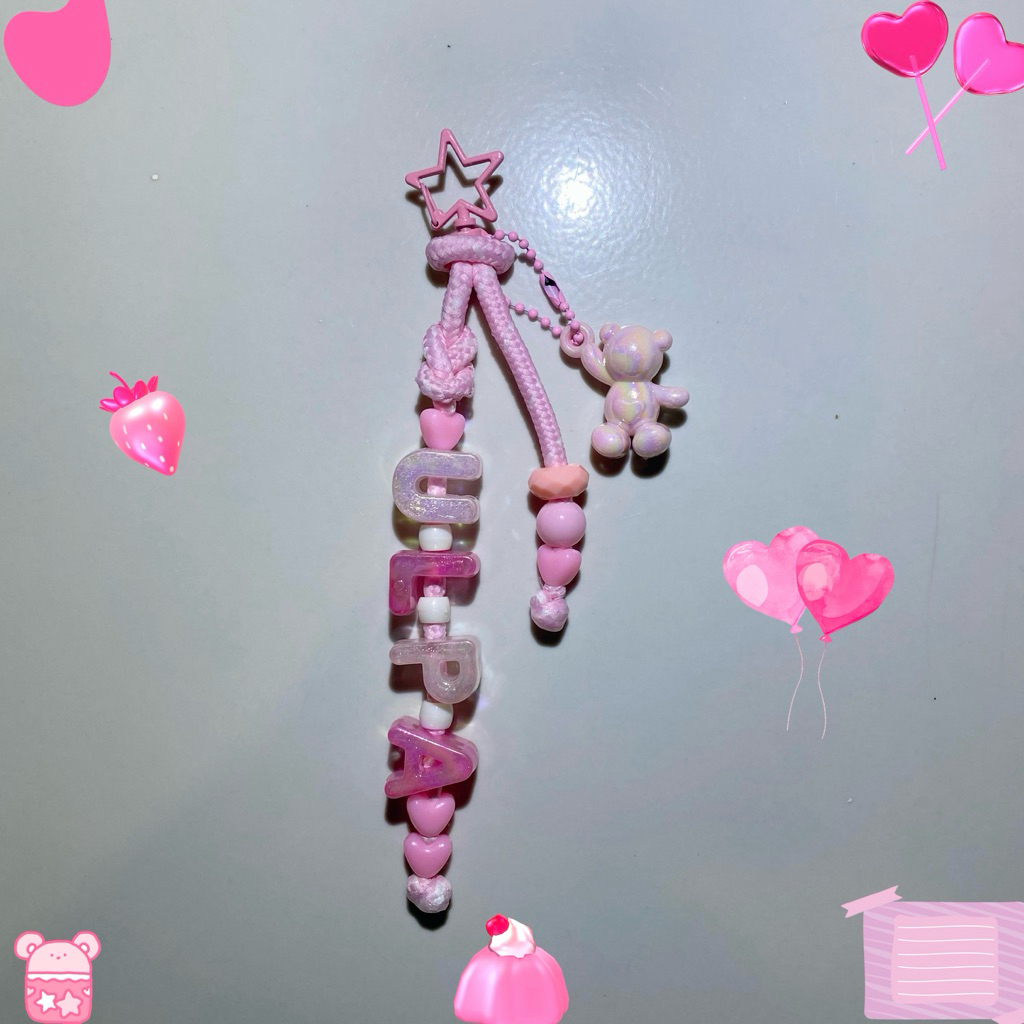 gantungan tas, mainan kunci warna soft pink