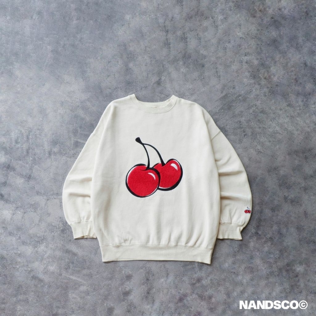 KIRSH Cherry Pop Towel Logo Sweatshirt - Ivory