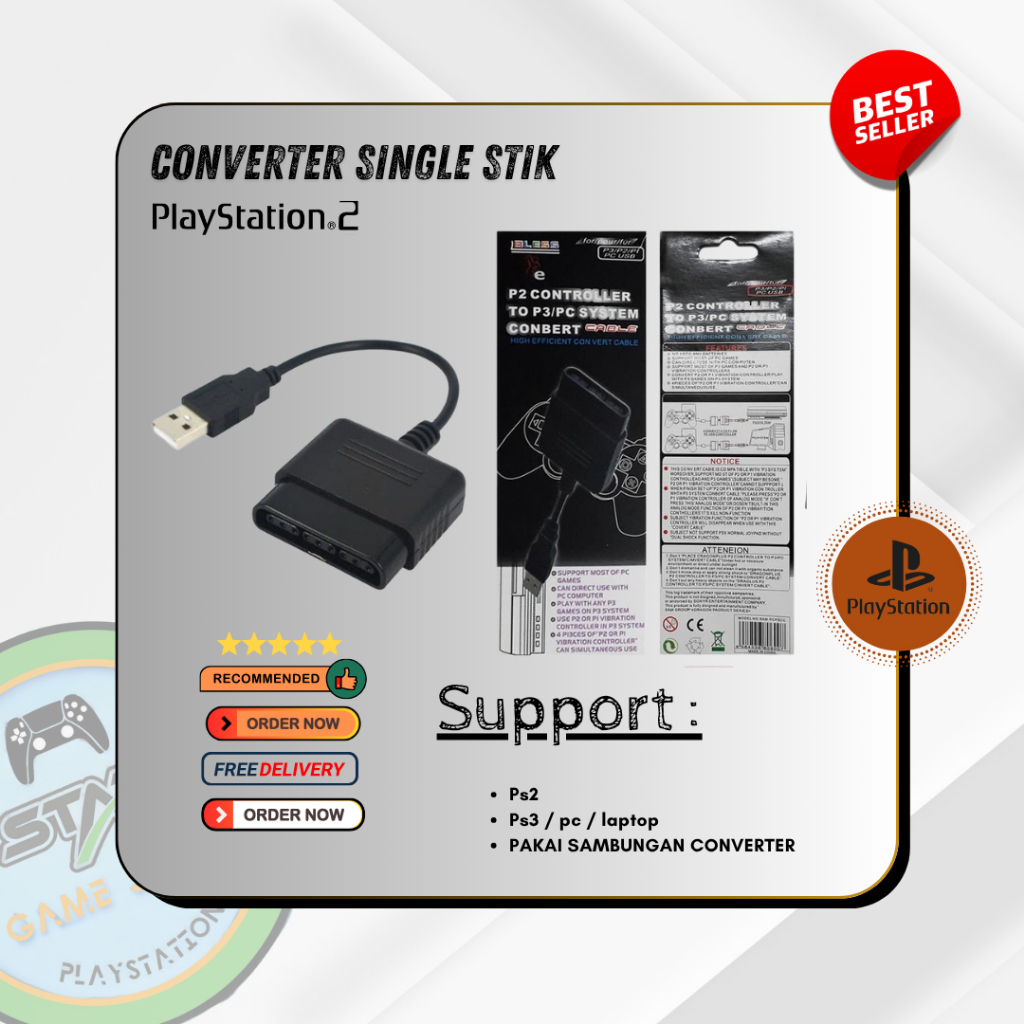Converter Single Stik Ps2 For Ps3 PC