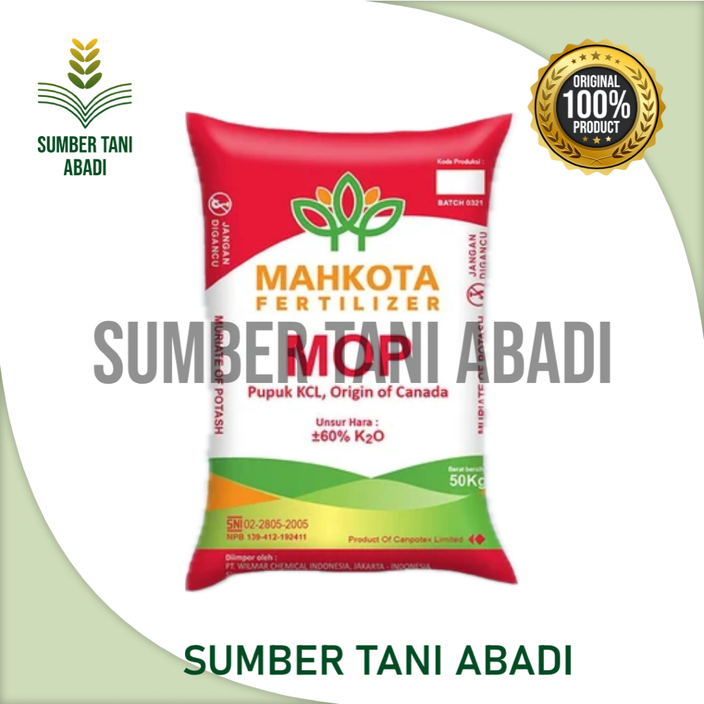 PUPUK MAHKOTA MOP - PUPUK KCL - 50KG - MAHKOTA FERTILIZER