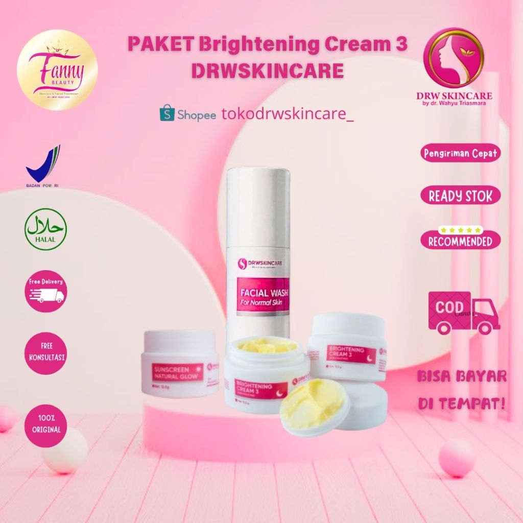 DRW Skincare Paket Brightening Cream 3 / Flek Hitam / Kusam / Mencerahkan